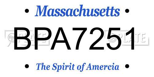 BPA7251 Massachusetts License Plate