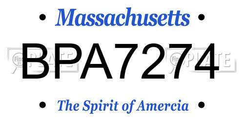 BPA7274 Massachusetts License Plate