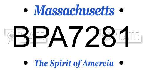 BPA7281 Massachusetts License Plate