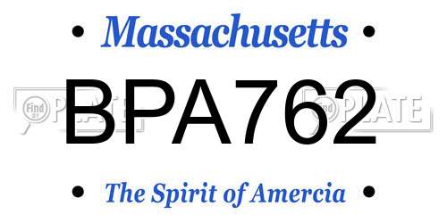 BPA762 Massachusetts License Plate