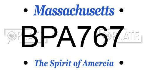 BPA767 Massachusetts License Plate