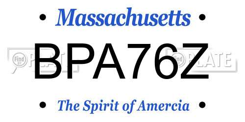 BPA76Z Massachusetts License Plate