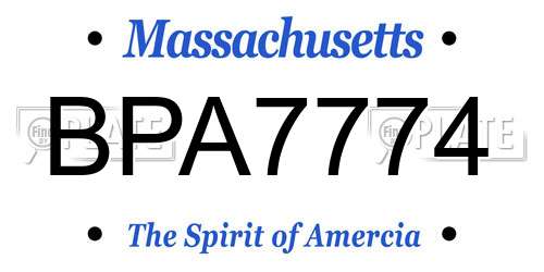 BPA7774 Massachusetts License Plate