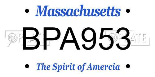 BPA953 Massachusetts License Plate