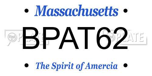BPAT62 Massachusetts License Plate