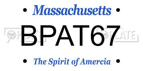 BPAT67 Massachusetts License Plate