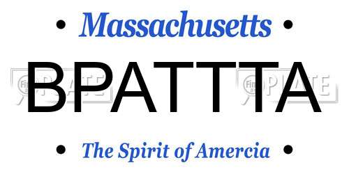 BPATTTA Massachusetts License Plate
