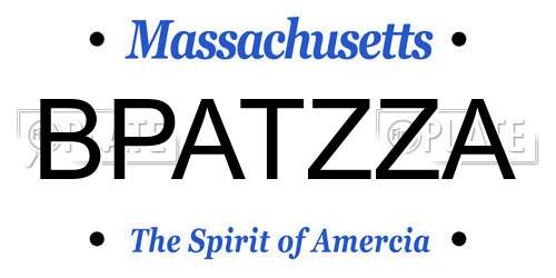 BPATZZA Massachusetts License Plate