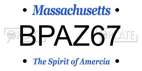 BPAZ67 Massachusetts License Plate