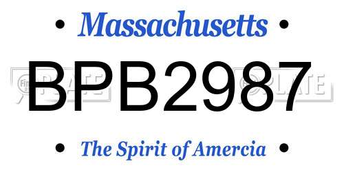 BPB2987 Massachusetts License Plate