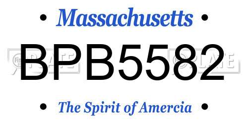 BPB5582 Massachusetts License Plate