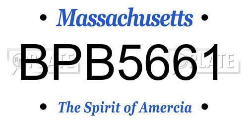 BPB5661 Massachusetts License Plate