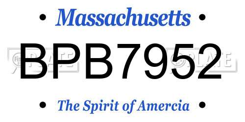 BPB7952 Massachusetts License Plate