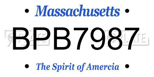 BPB7987 Massachusetts License Plate