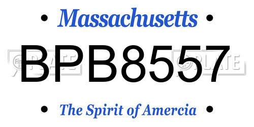 BPB8557 Massachusetts License Plate