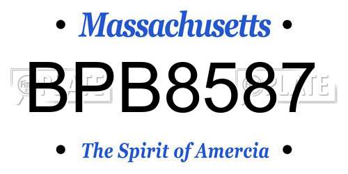 BPB8587 Massachusetts License Plate