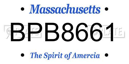 BPB8661 Massachusetts License Plate