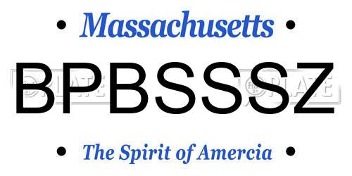 BPBSSSZ Massachusetts License Plate
