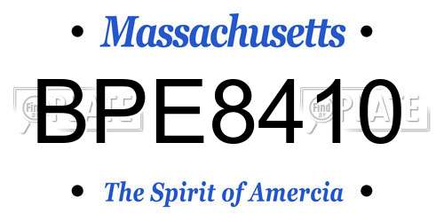 BPE8410 Massachusetts License Plate