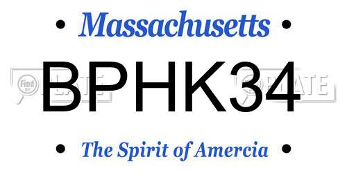 BPHK34 Massachusetts License Plate