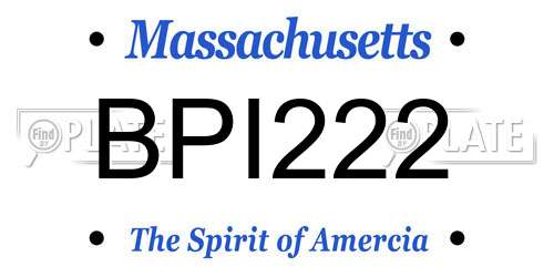 BPI222 Massachusetts License Plate
