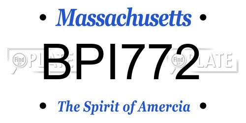 BPI772 Massachusetts License Plate