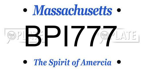 BPI777 Massachusetts License Plate