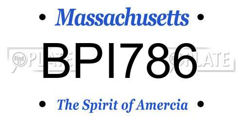 BPI786 Massachusetts License Plate
