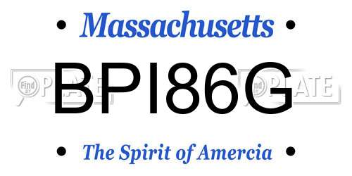 BPI86G Massachusetts License Plate