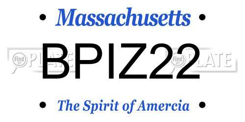 BPIZ22 Massachusetts License Plate