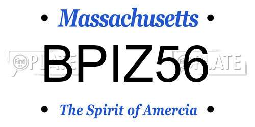 BPIZ56 Massachusetts License Plate