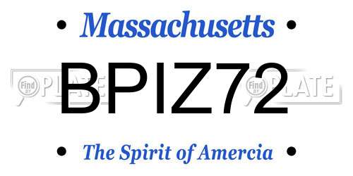 BPIZ72 Massachusetts License Plate