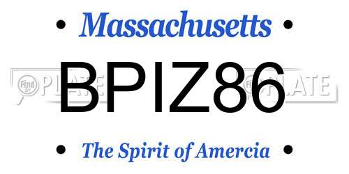 BPIZ86 Massachusetts License Plate