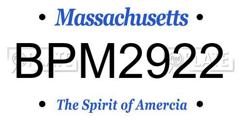 BPM2922 Massachusetts License Plate