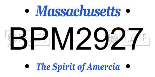 BPM2927 Massachusetts License Plate