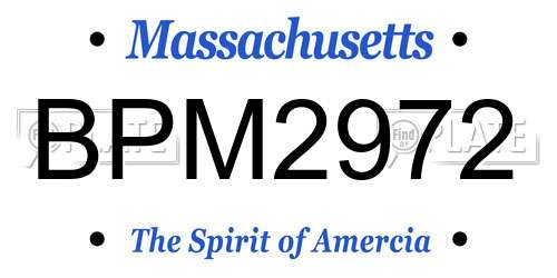 BPM2972 Massachusetts License Plate