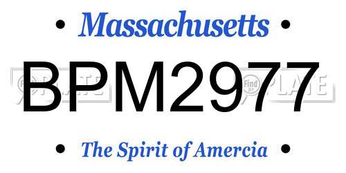 BPM2977 Massachusetts License Plate