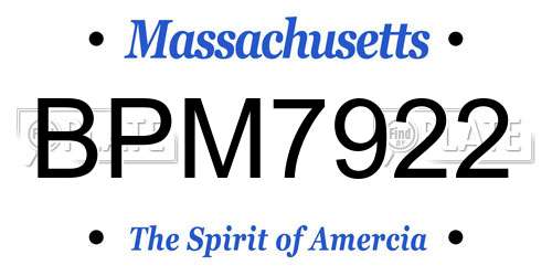 BPM7922 Massachusetts License Plate