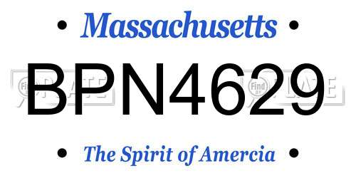 BPN4629 Massachusetts License Plate