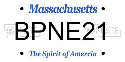 BPNE21 Massachusetts License Plate