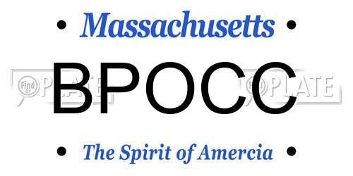 BPOCC Massachusetts License Plate
