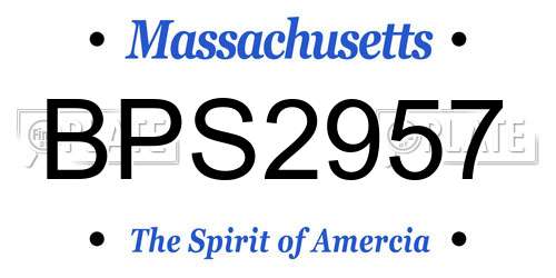 BPS2957 Massachusetts License Plate