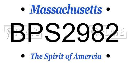 BPS2982 Massachusetts License Plate