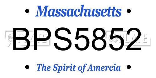BPS5852 Massachusetts License Plate