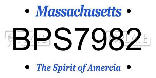 BPS7982 Massachusetts License Plate