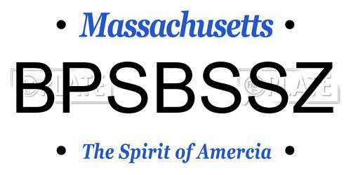 BPSBSSZ Massachusetts License Plate