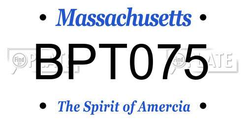 BPT075 Massachusetts License Plate