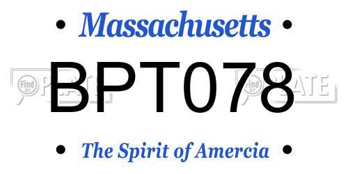 BPT078 Massachusetts License Plate