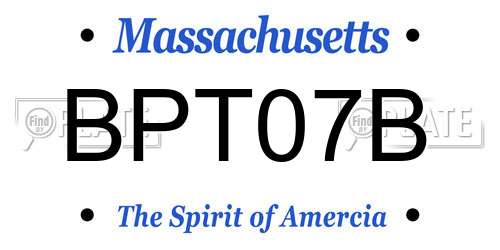 BPT07B Massachusetts License Plate