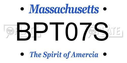 BPT07S Massachusetts License Plate